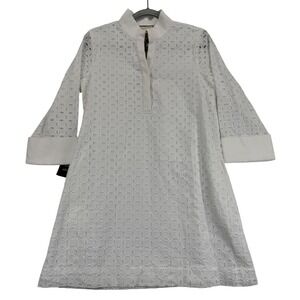 Tuckernuck Eyelet Megan Dress‎ White Cotton Blend Size S Button Detail